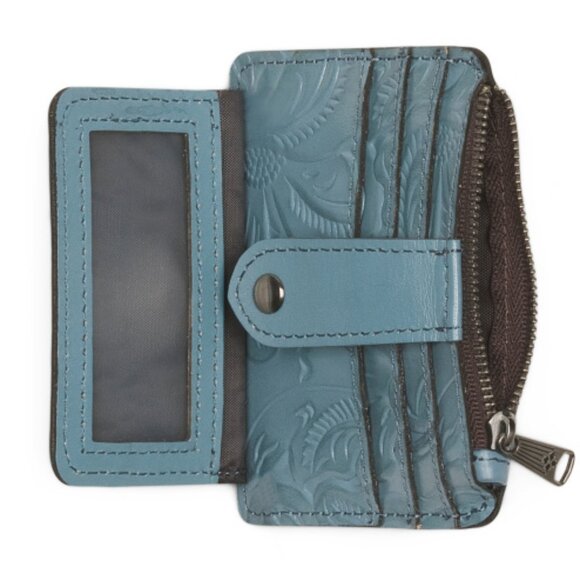 NWT Patricia Nash Cassis Tooled Leather Safflower Blue ID Wallet - Picture 4 of 5
